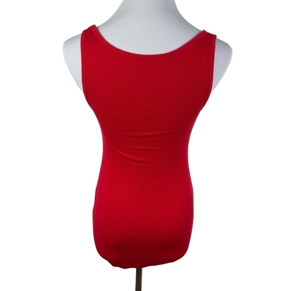 Old Navy 2 Tank Tops Red Ribbed "Need Coffee" and Navy Blue Tank Women's Medium - Picture 3 of 12